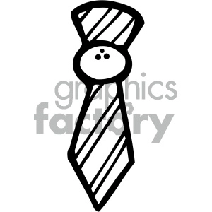 Hand-drawn clipart of a tie with stripes and a button detail.