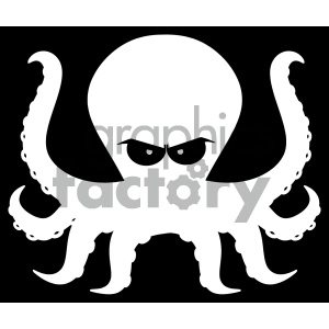 A black and white clipart image of an octopus with an angry expression.