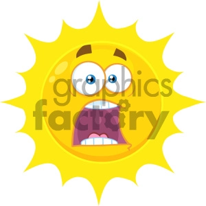 Royalty Free RF Clipart Illustration Scared Yellow Sun Cartoon Emoji Face Character With Expressions A Panic Vector Illustration Isolated On White Background