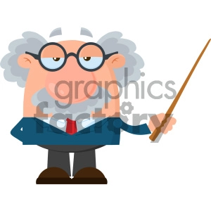 Professor Or Scientist Cartoon Character Holding A Pointer Vector Illustration Flat Design Isolated On White Background