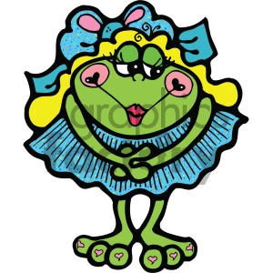 Cartoon Frog with Feminine Features and Colorful Accents