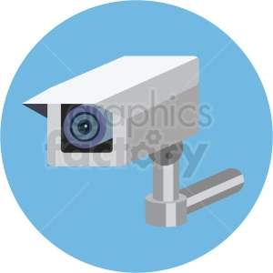 security camera vector flat icon clipart with circle background