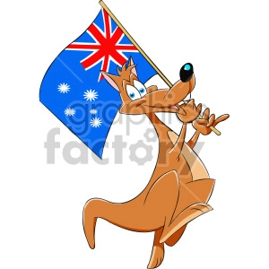 cartoon kangaroo holding the australian flag