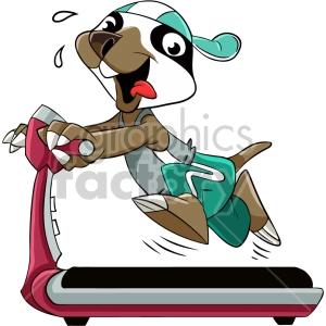 Cartoon sloth running on treadmill