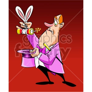 cartoon magician pulling dynamite out of a hat