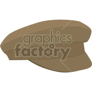 Illustration of a brown military cap in clipart style.