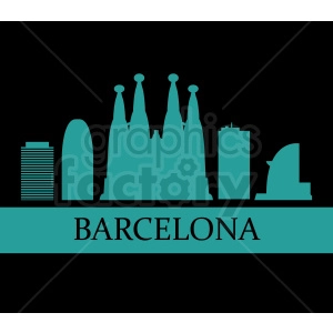 Clipart illustration of Barcelona's iconic skyline featuring notable buildings and landmarks.