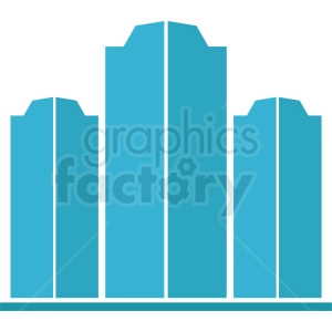 Clipart image of high-rise buildings or skyscrapers with a simplistic, modern design in light and dark blue tones.