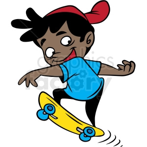 hispanic cartoon child skateboarding vector