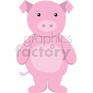 The image is a simple and cute illustration of a cartoon pig. It shows a pink pig standing upright with visible features such as ears, a snout, and a small tail.