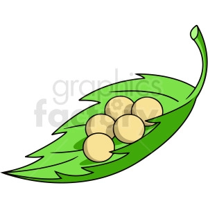 A clipart image of a green leaf holding five caterpillar eggs