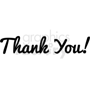The clipart image shows the words "Thank You" in bold typography style. The image is in black and white, with the words appearing in black.