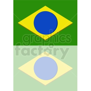 The clipart image displays a simplified representation of the flag of Brazil. It features a large yellow rhombus centered on a green background with a blue circle in the middle of the rhombus.