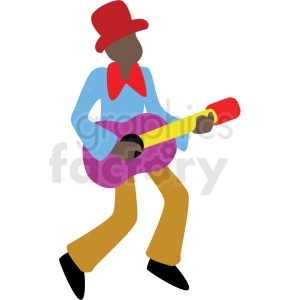 cartoon black man playing guitar vector clipart