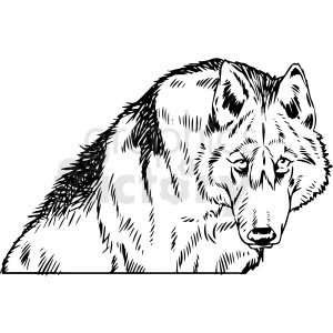 black and white wolf hunting vector clipart