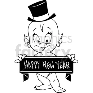 black and white baby new year banner vector clipart