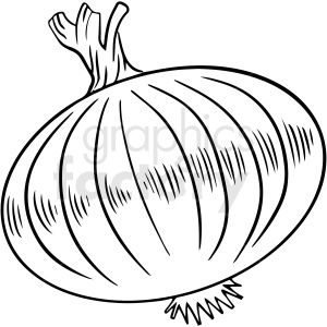 Clipart image of a whole onion with visible lines indicating its layers.