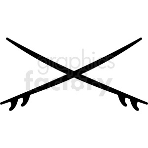 black and white crossed surfboards vector clipart