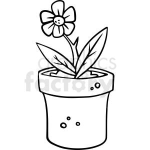 Cartoon flower pot black white vector clipart