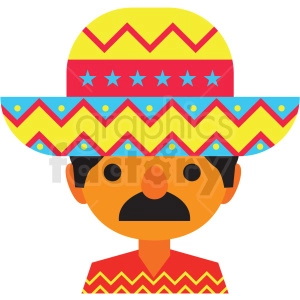mexican man wearing hat vector clipart