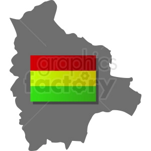 The image features a stylized map of Bolivia with a simplified version of the Bolivian flag superimposed onto it. The flag consists of three horizontal stripes: red on the top, yellow in the middle, and green at the bottom.