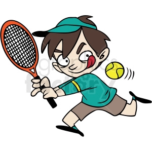 cartoon child playing tennis vector