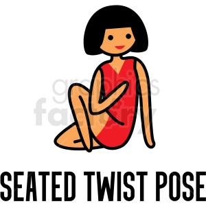 cartoon girl doing yoga seated twist pose vector clipart