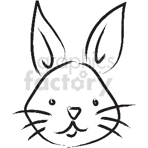 The clipart image shows a stylized rabbit's face. The features are simplified and include large, pointed ears, a round nose, whiskers, and eyes.