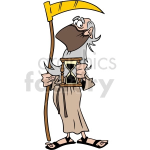 father time wearing mask holding hourglass vector clipart