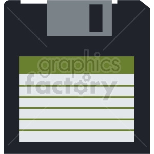 The clipart image shows an icon of a floppy disk, which was a type of data storage device commonly used with computers in the past. The image is a simplified, stylized illustration of the floppy disk, with a label that reads "Floppy Storage Disk."
