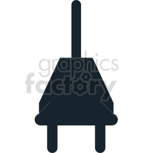 The clipart image shows a silhouette of an electrical plug, commonly used for connecting electronic devices to a power source. It represents the idea of electricity and power in relation to electronic devices.
