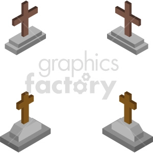 isometric tombstone vector icon clipart 4