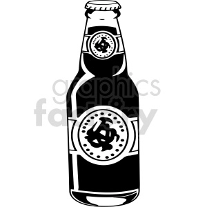 black and white vintage beer bottle clipart
