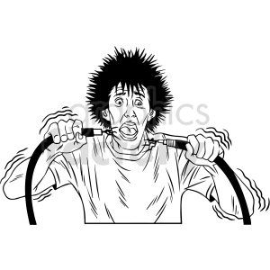 black and white person getting electrocuted clipart