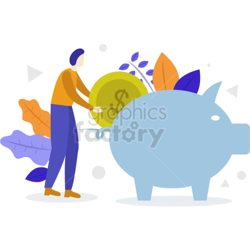 person loading piggy bank vector graphic illustration