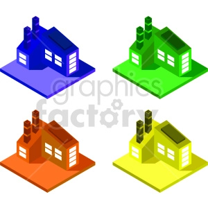 isometric colorful factory bundle vector graphic