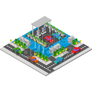 large gas station isometric vector graphic