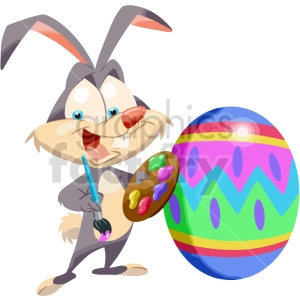 cartoon easter bunny painting egg clipart
