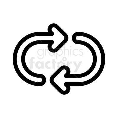 A black and white clipart image of two curved arrows forming a continuous loop.