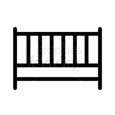 Clipart image of a crib with vertical slats, representing baby furniture.