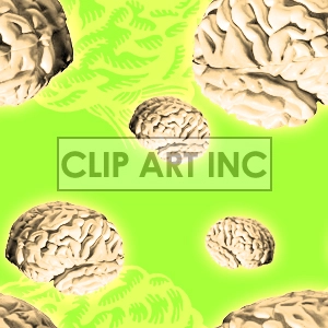 Floating Brains on Neon Green Background