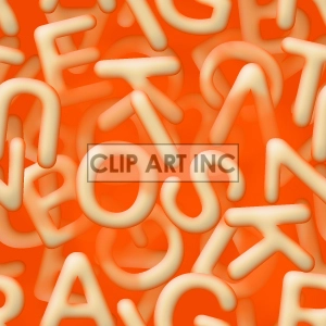 Clipart image of beige alphabet letters scattered randomly on an orange background.