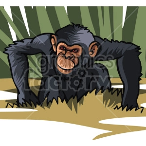 Cartoon Chimpanzee in Natural Habitat