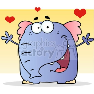 Happy Cartoon Elephant with Hearts