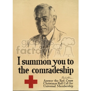 Vintage Red Cross Christmas Roll Call Poster
