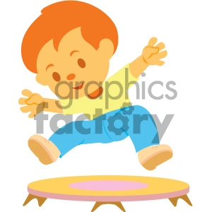 Happy cartoon baby boy jumping on a trampoline Vector Image