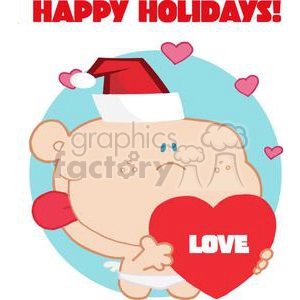 Romantic Cupid with Heart and Text Happy Holidays!