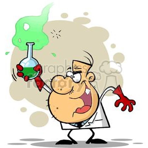 Mad Scientist Holds Bubbling Beaker Of Chemicals