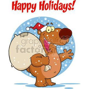 3422-Happy-Santa-Bear-Waving-A-Greeting-In-The-Snow