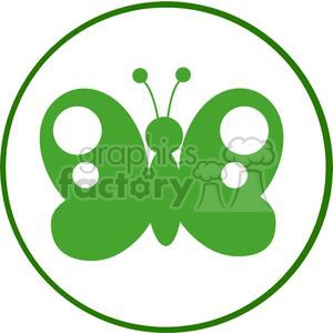 A green butterfly clipart image enclosed within a green circle.